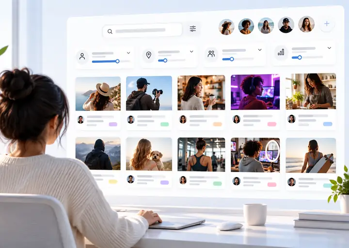Creator discovery interface showing ways to search for similar influencers